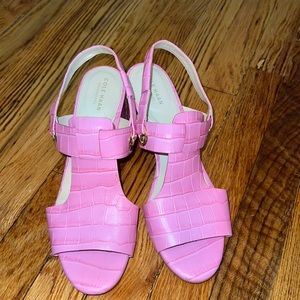 Cole Haan Pink Leather Block heels with peep toe